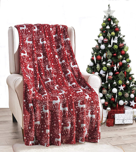 Noblehouse velvet touch holiday throw fleece blanket (50" x 60")