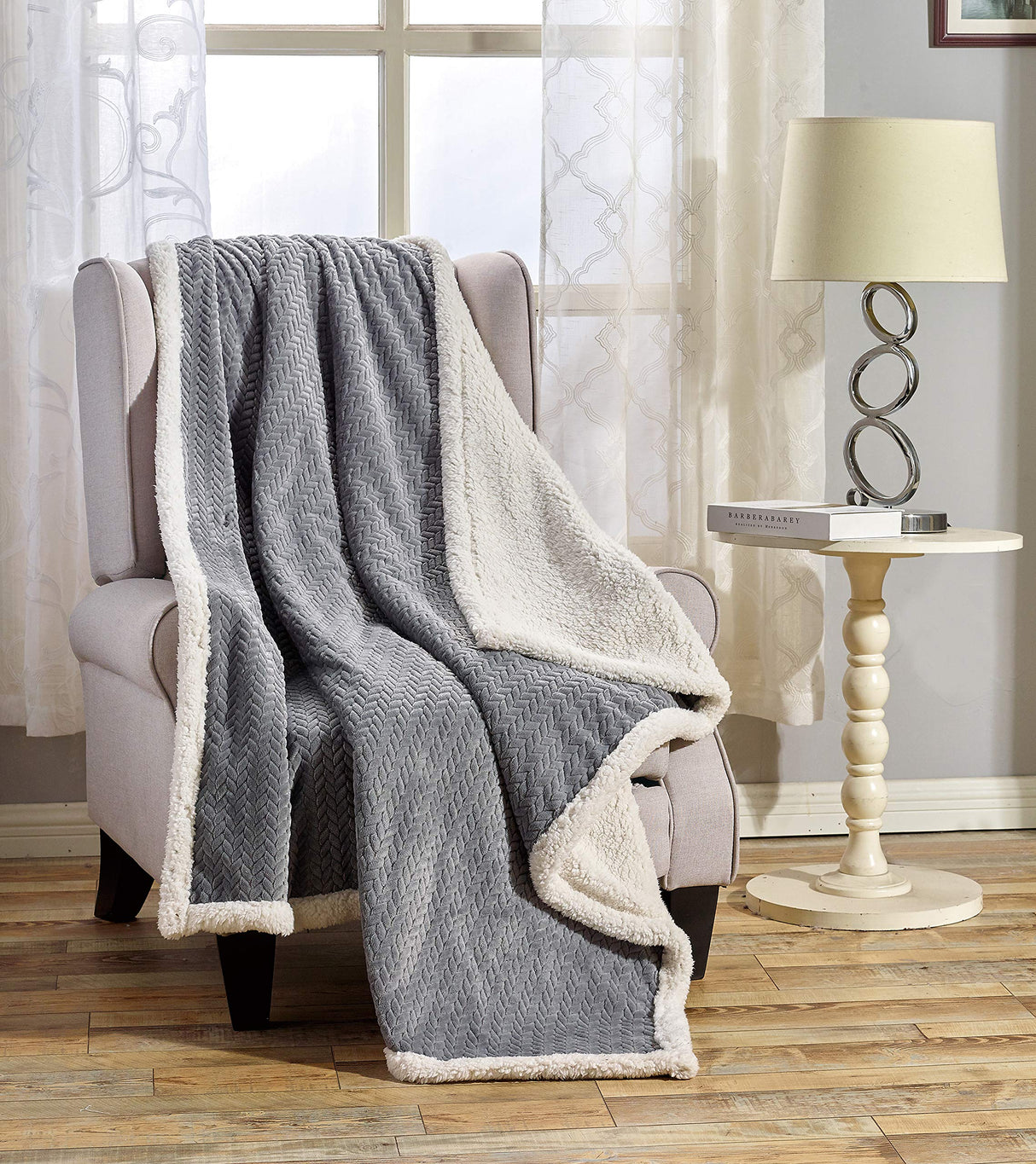Decor&More HomeEssentials Ultra Lush Heavy Sherpa Throw Blanket (50" x 60")