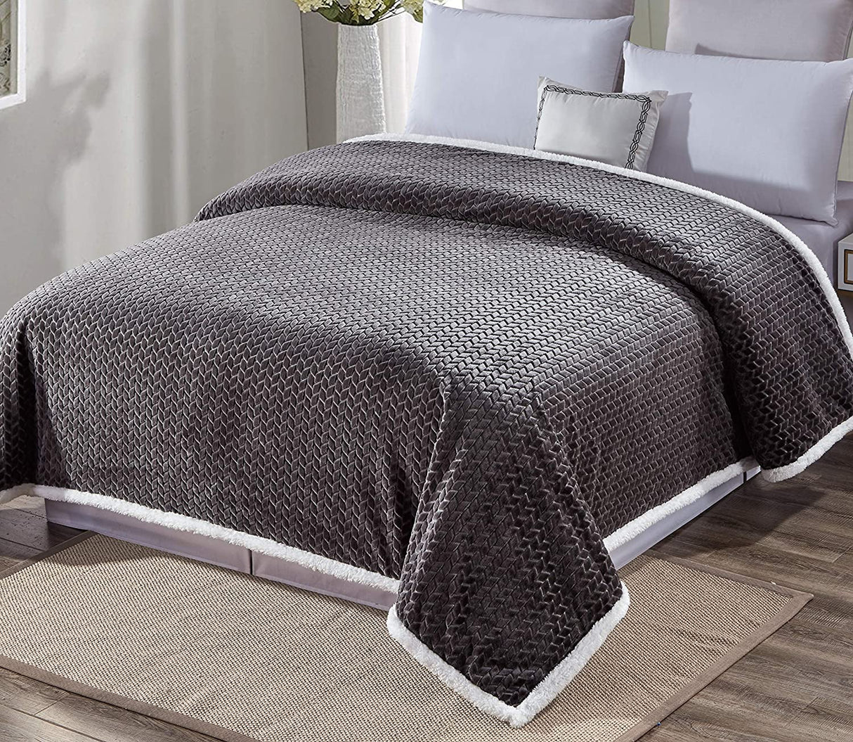 Home essentials braided sherpa blanket