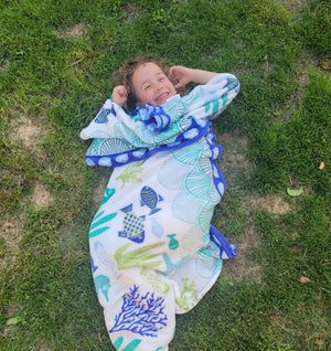 Decor&More Corales de Marina Blue Coral Seahorse Oceanic Microplush Throw Blanket Ocean Blanket for Boys and Girls and Kids of Any Age (50" x 60")