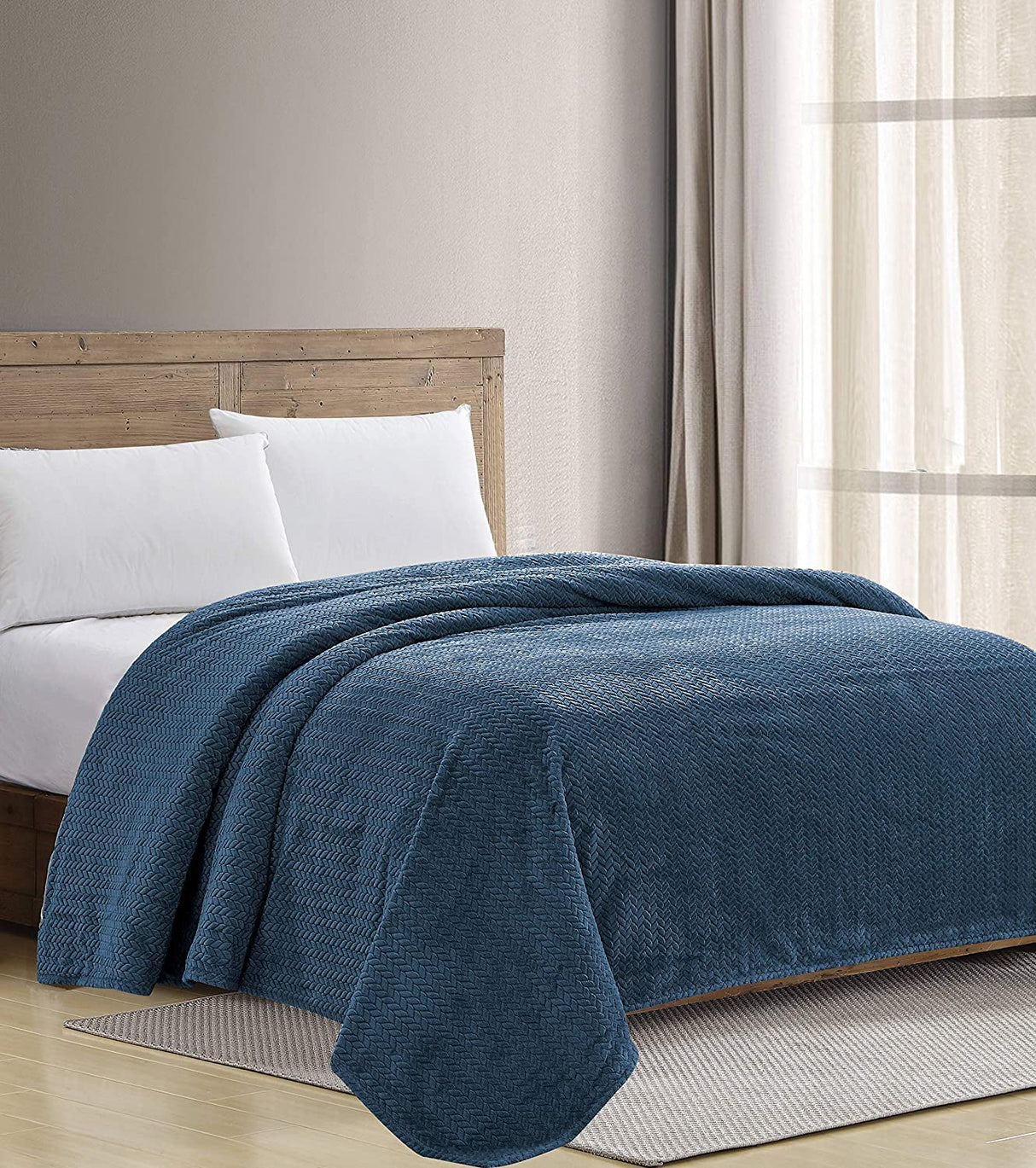 Noble house extra heavy and plush chevron braided blanket