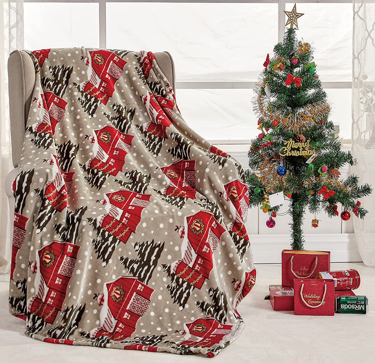 Noblehouse velvet touch holiday throw fleece blanket (50" x 60")