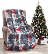 Decor&More Festive Holiday Microplush Throw Blanket (50" x 60") - Forest Friends