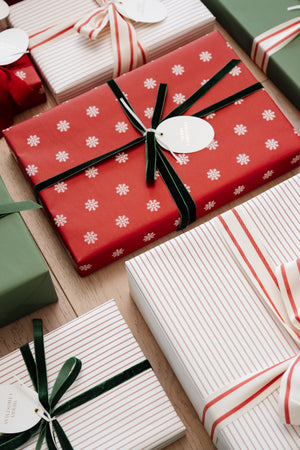Snowflake Wrapping Kit with 3 Rolls Paper, 3 Ribbons & 25 Tags