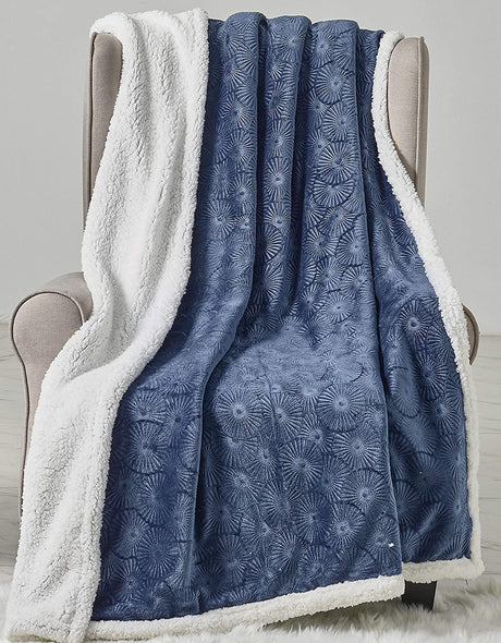 Bon iver collection extra soft bursting fireworks embossed microplush throw blanket with sherpa backing (50" x 60")