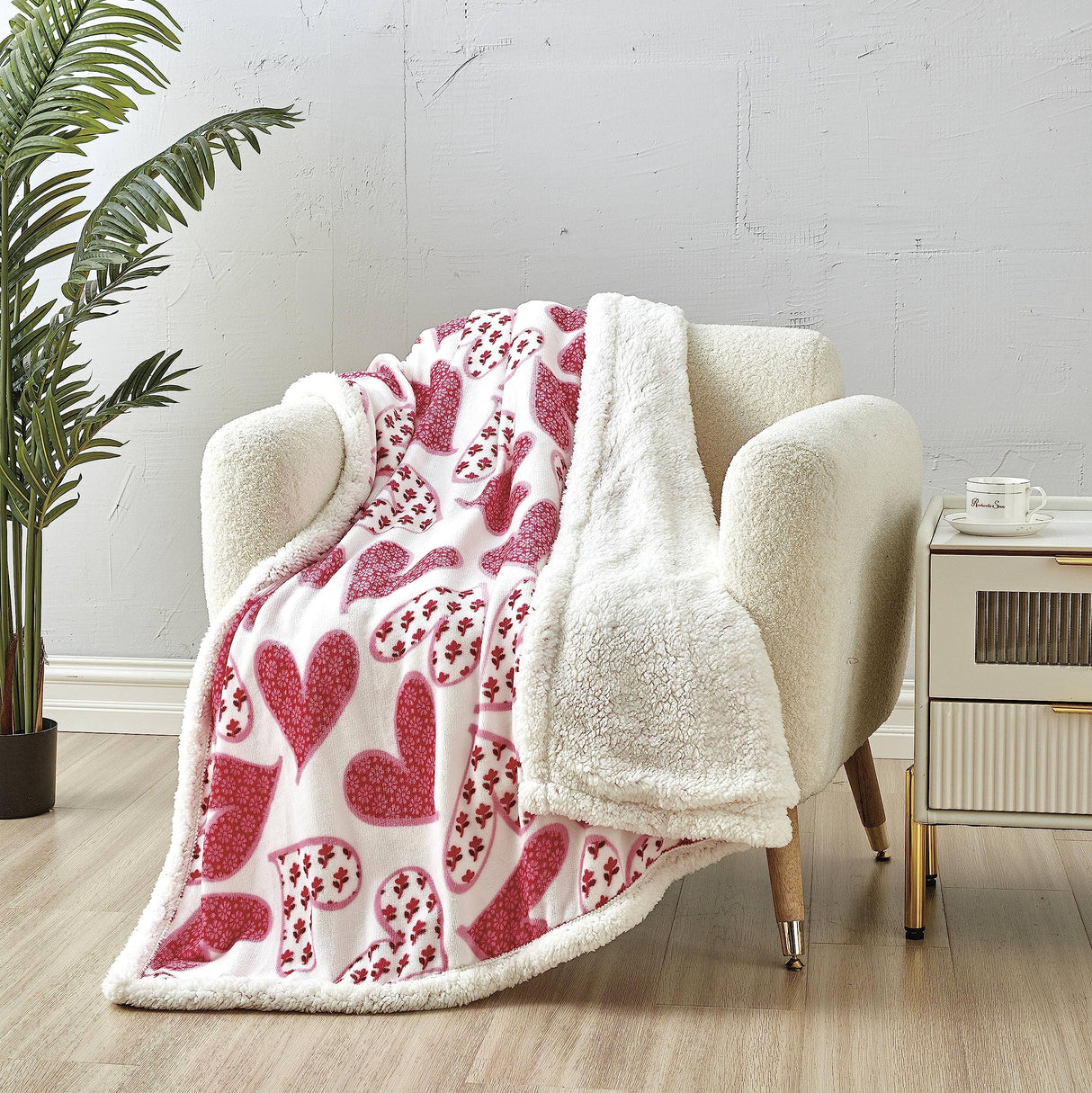 FAITH, HOPE, LOVE HOME DÉCOR Heart Throw Blanket – Ultra Soft Microplush 50"x60" | Cozy Love Theme Gift for Couch, Bed, Travel | Washable | Whimsical Hearts with Sherpa Backing
