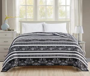 Faith, Hope, Love Home Decor Microplush Blanket - Paisley Black & White
