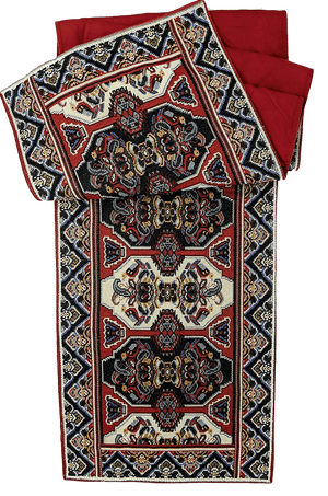 DaDalogy Elegant Majestic Kilim Red Persian Rug Ornate Floral Woven Tapestry Table Runner (18195)