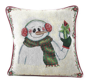 Set of 4 Pieces - Magical Santa Snowman Gingerbread Christmas Holiday Tapestry Throw Pillow Covers Bundle Pack - 16" x 16"