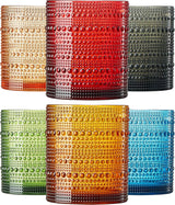Acrylic Hobnail Lowball Glasses – Set of 6 Colorful & Black Tumblers, 10 oz