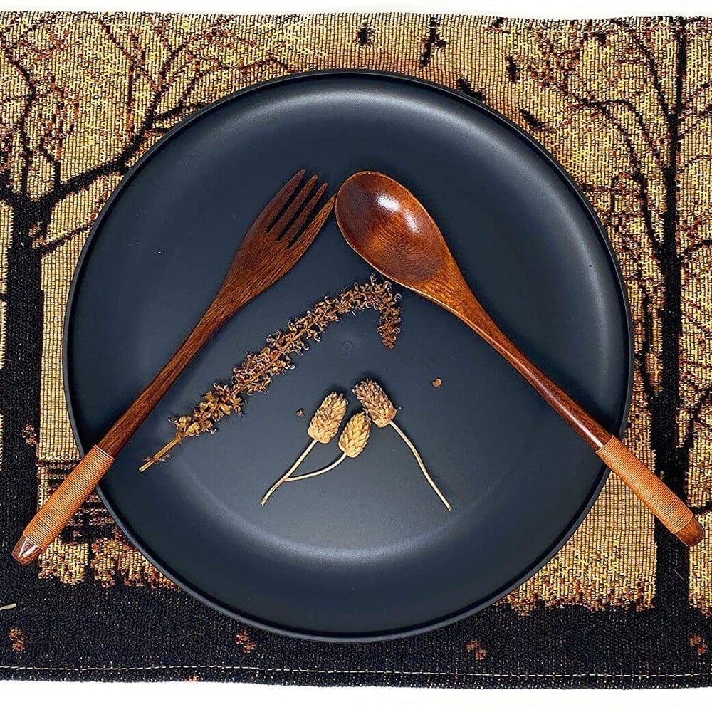 DaDalogy Bedding Set of 4 Pieces Autumn Birds Blessing Tapestry Dining Placemats 13” x 19” (Thanksgiving)