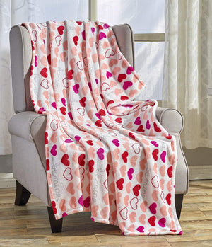 Decor&More Amor Eterno Be Mine Love Collection Valentine's Day Heart Ultra Plush Throw Blanket (50" x 60") -