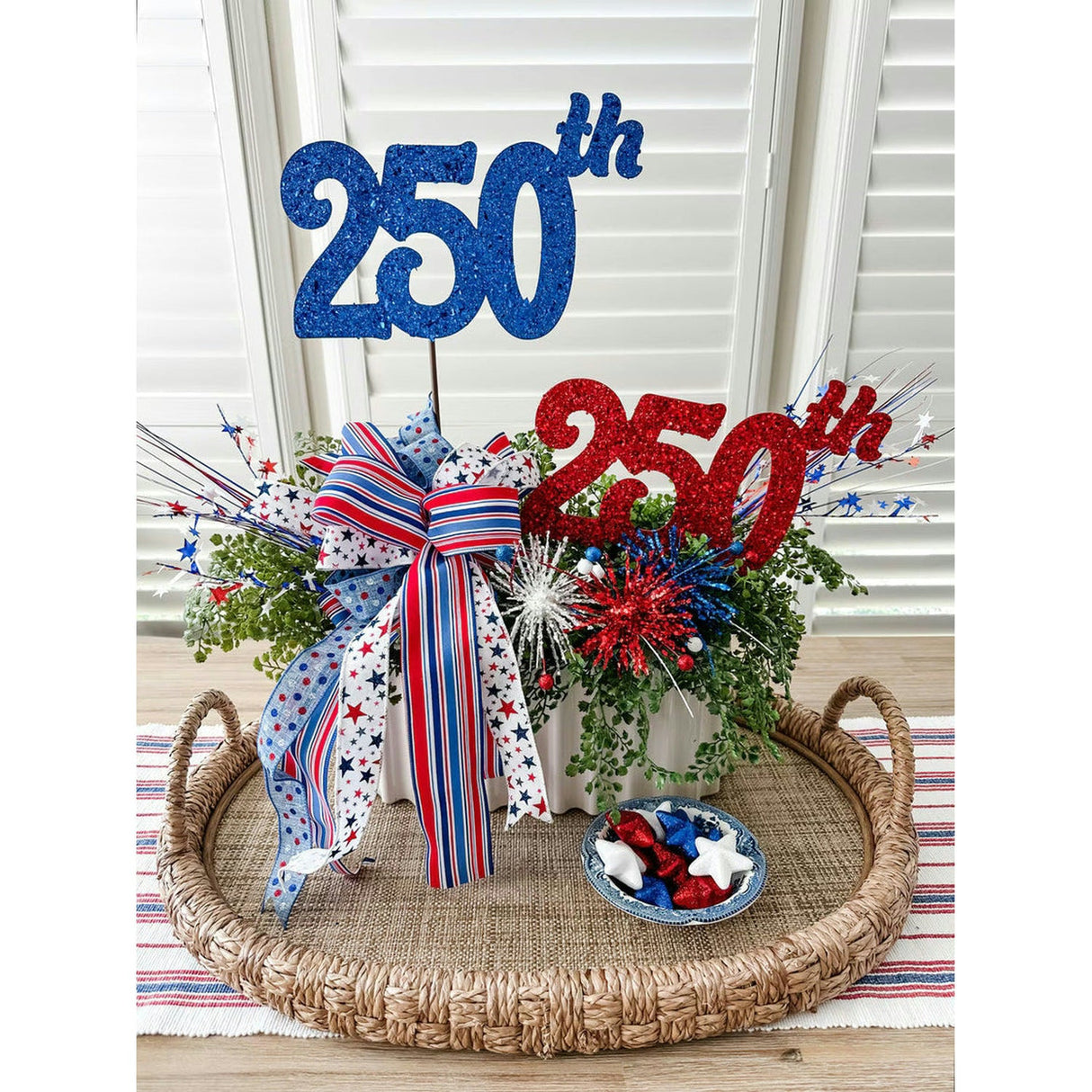 Glitter Americas 250th Birthday Stake, Set of 2