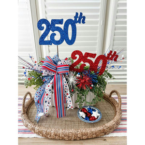 Glitter Americas 250th Birthday Stake, Set of 2