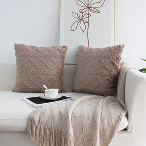 Throw pillow SUPER SOFT 3D  Geometric PATTERN Fur  Pack of 2 throw pillows WITH 450g insert 18"x18"