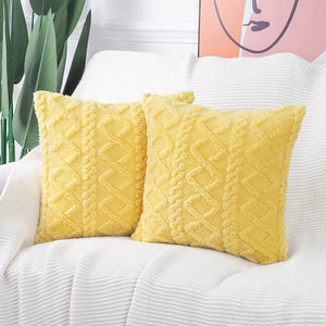 Throw pillow SUPER SOFT 3D  Geometric PATTERN Fur Pack of 2 throw pillows  18"x18" set of 2