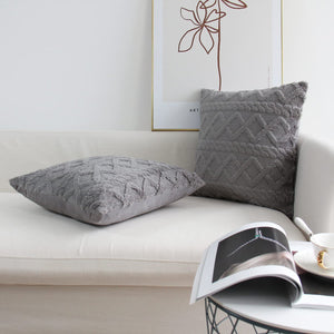 Throw pillow SUPER SOFT 3D  Geometric PATTERN Fur  Pack of 2 throw pillows WITH 450g insert 18"x18"