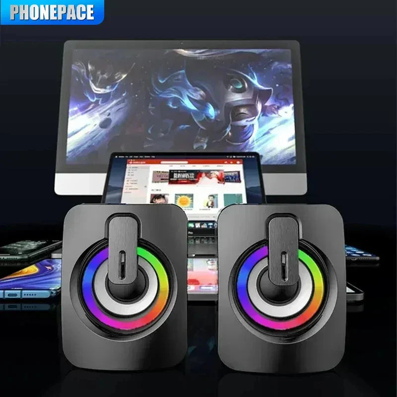 Computer Speaker Stereo Sound with Microphone – 3.5mm AUX PC Speaker for Home