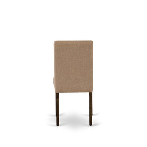 EAST WEST FURNITURE - CNAB7-77-47 - 7-Pc Dinette Room Set- 6 Dining Chairs and Rectangular Dining Table - Light Sable Linen Fabric Seat and High Chair Back (Distressed Jacobean Finish)
