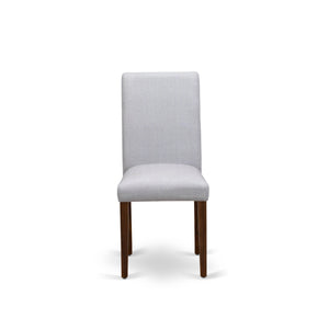 EAST WEST FURNITURE - CNAB5-N8-05 - 5-Pc Modern Dining Table Set- 4 Dining Chairs and Wood Dining Table - Grey Linen Fabric Seat and High Chair Back (Antique Walnut Finish)