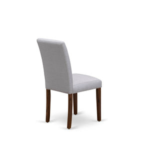 EAST WEST FURNITURE - CNAB5-N8-05 - 5-Pc Modern Dining Table Set- 4 Dining Chairs and Wood Dining Table - Grey Linen Fabric Seat and High Chair Back (Antique Walnut Finish)
