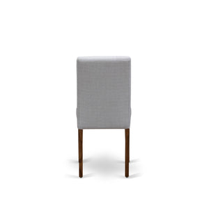EAST WEST FURNITURE - CNAB7-N8-05 - 7-Pc Modern Dining Set- 6 Parson Dining Chairs and Modern Kitchen Table - Grey Linen Fabric Seat and High Chair Back (Antique Walnut Finish)