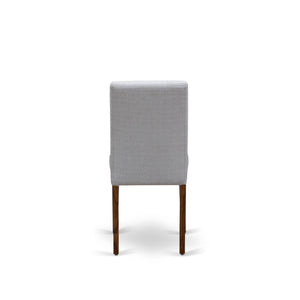 EAST WEST FURNITURE - CNAB5-N8-05 - 5-Pc Modern Dining Table Set- 4 Dining Chairs and Wood Dining Table - Grey Linen Fabric Seat and High Chair Back (Antique Walnut Finish)