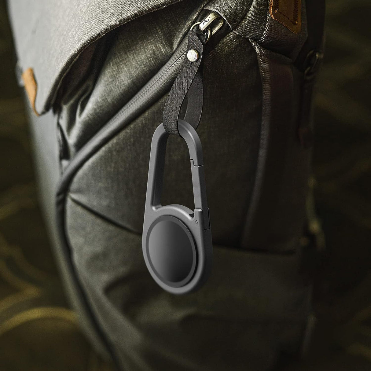 Carabiner AirTag Holder with Keychain - Ultra Durable Shockproof/Waterproof Case with Spring-Loaded Clip (Designed for Apple AirTag) (Aluminum)