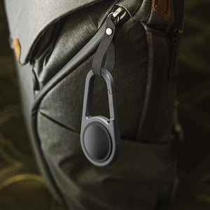 Carabiner AirTag Holder with Keychain - Ultra Durable Shockproof/Waterproof Case with Spring-Loaded Clip (Designed for Apple AirTag) (Aluminum)