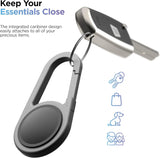 Carabiner AirTag Holder with Keychain - Ultra Durable Shockproof/Waterproof Case with Spring-Loaded Clip (Designed for Apple AirTag) (Aluminum)