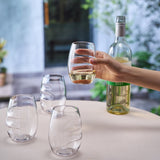Barcelona Acrylic Stemless Finger-Indent Wine Glassware, Set of 4