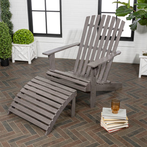 2-piece rustic acacia wood adirondack chair with detachable ottoman- 5 colors available