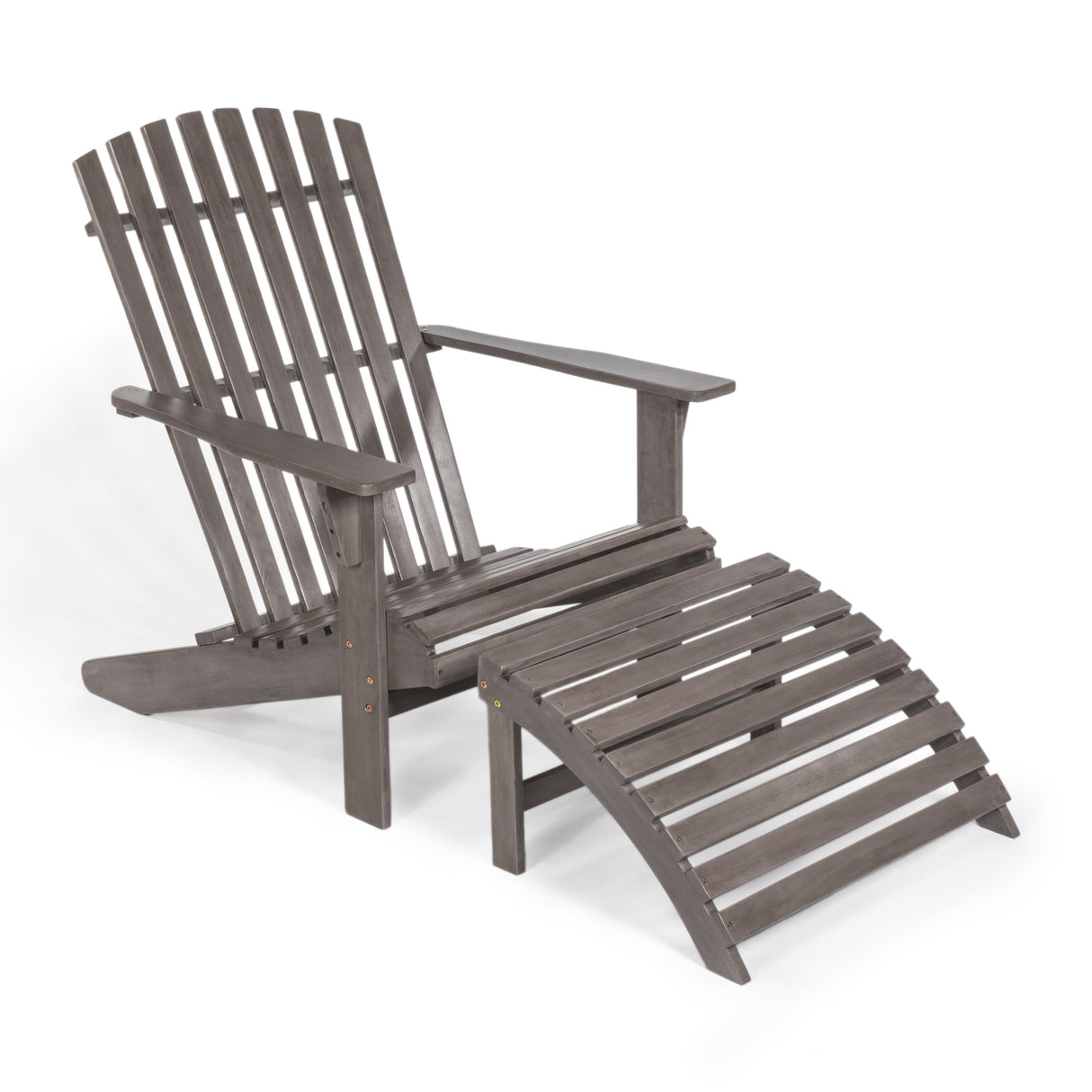 2-piece rustic acacia wood adirondack chair with detachable ottoman- 5 colors available