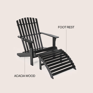 2-piece rustic acacia wood adirondack chair with detachable ottoman- 5 colors available