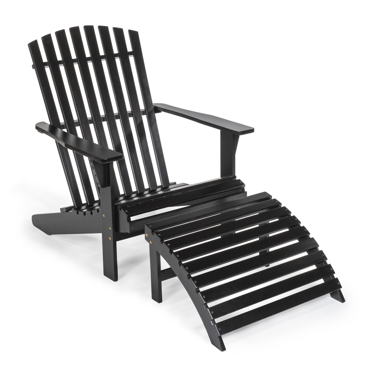 2-piece rustic acacia wood adirondack chair with detachable ottoman- 5 colors available