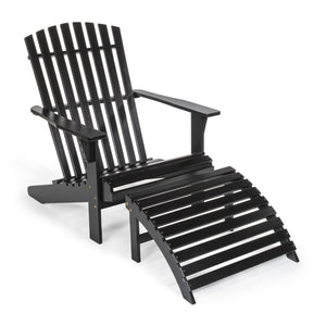 2-piece rustic acacia wood adirondack chair with detachable ottoman- 5 colors available