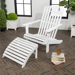 2-piece rustic acacia wood adirondack chair with detachable ottoman- 5 colors available