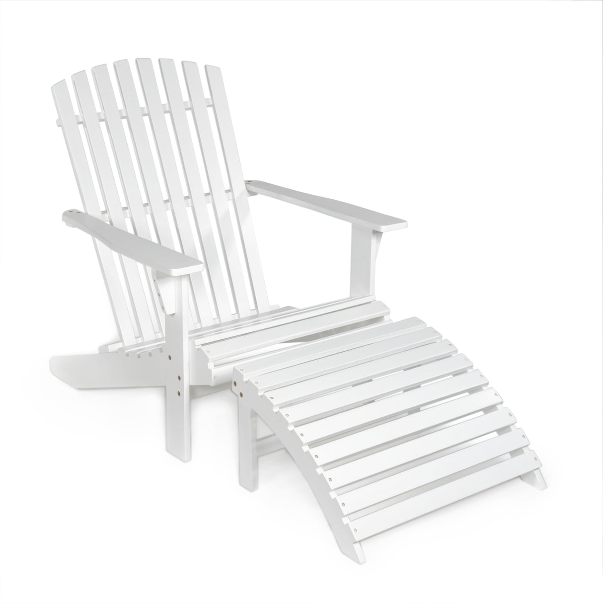 2-piece rustic acacia wood adirondack chair with detachable ottoman- 5 colors available