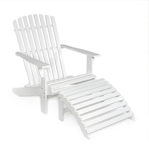 2-piece rustic acacia wood adirondack chair with detachable ottoman- 5 colors available