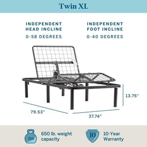 Twin XL Size Electric Head Foot Adjustable Bed Base with Remote