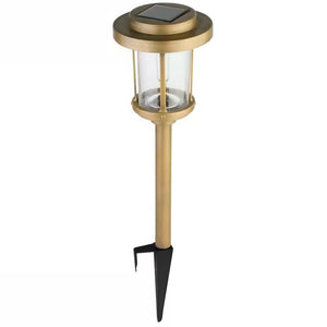 4 Pack - Gold Outdoor Solar LED Light Set - Weather-Resistant Path Yard Lighting