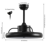 Loren 20" Modern 6-Speed Metal Dimmable Smart LED Ceiling Fan w/ App & Remote