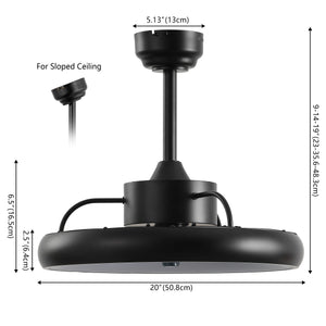 Loren 20" Modern 6-Speed Metal Dimmable Smart LED Ceiling Fan w/ App & Remote