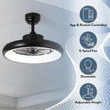 Loren 20" Modern 6-Speed Metal Dimmable Smart LED Ceiling Fan w/ App & Remote