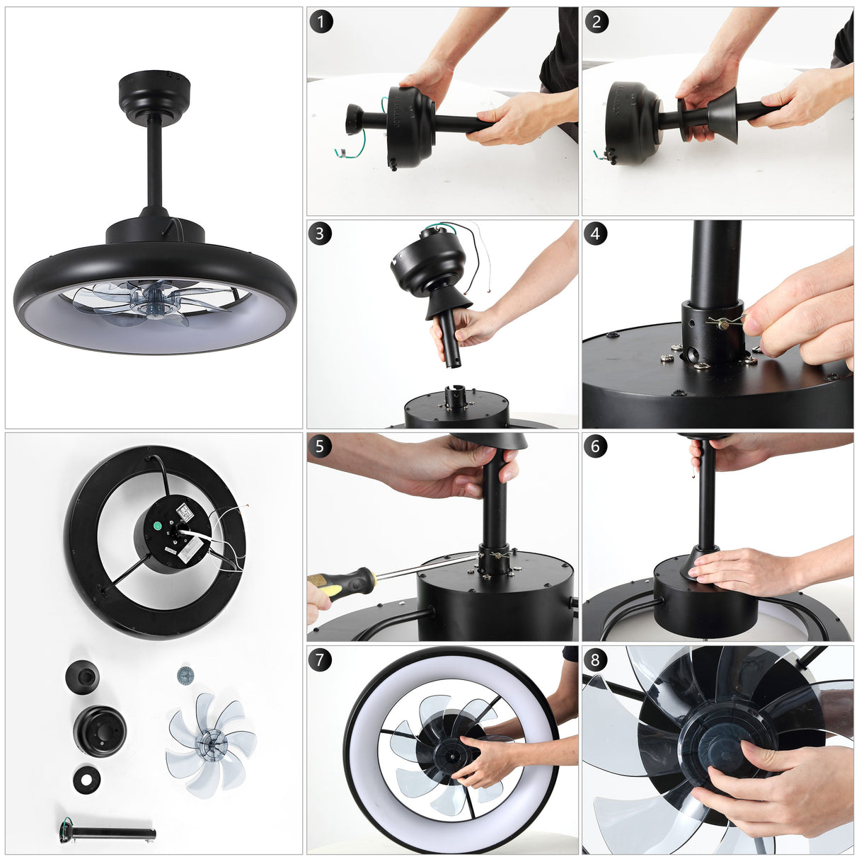 Loren 20" Modern 6-Speed Metal Dimmable Smart LED Ceiling Fan w/ App & Remote