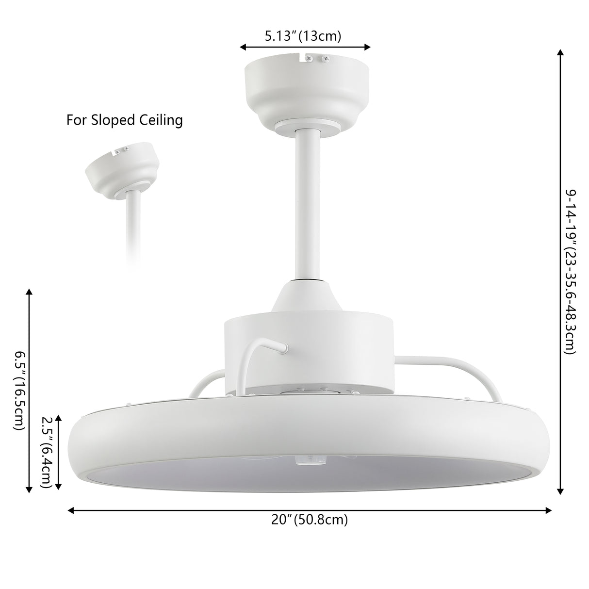 Loren 20" Modern 6-Speed Metal Dimmable Smart LED Ceiling Fan w/ App & Remote