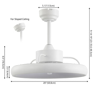 Loren 20" Modern 6-Speed Metal Dimmable Smart LED Ceiling Fan w/ App & Remote