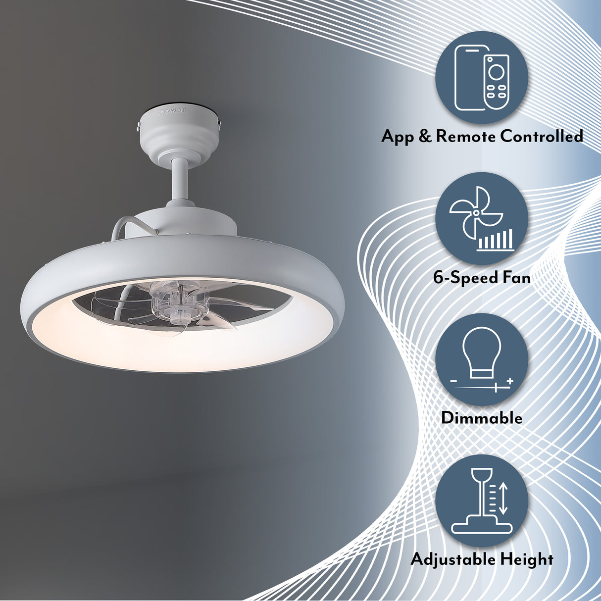 Loren 20" Modern 6-Speed Metal Dimmable Smart LED Ceiling Fan w/ App & Remote