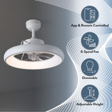 Loren 20" Modern 6-Speed Metal Dimmable Smart LED Ceiling Fan w/ App & Remote