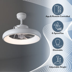 Loren 20" Modern 6-Speed Metal Dimmable Smart LED Ceiling Fan w/ App & Remote